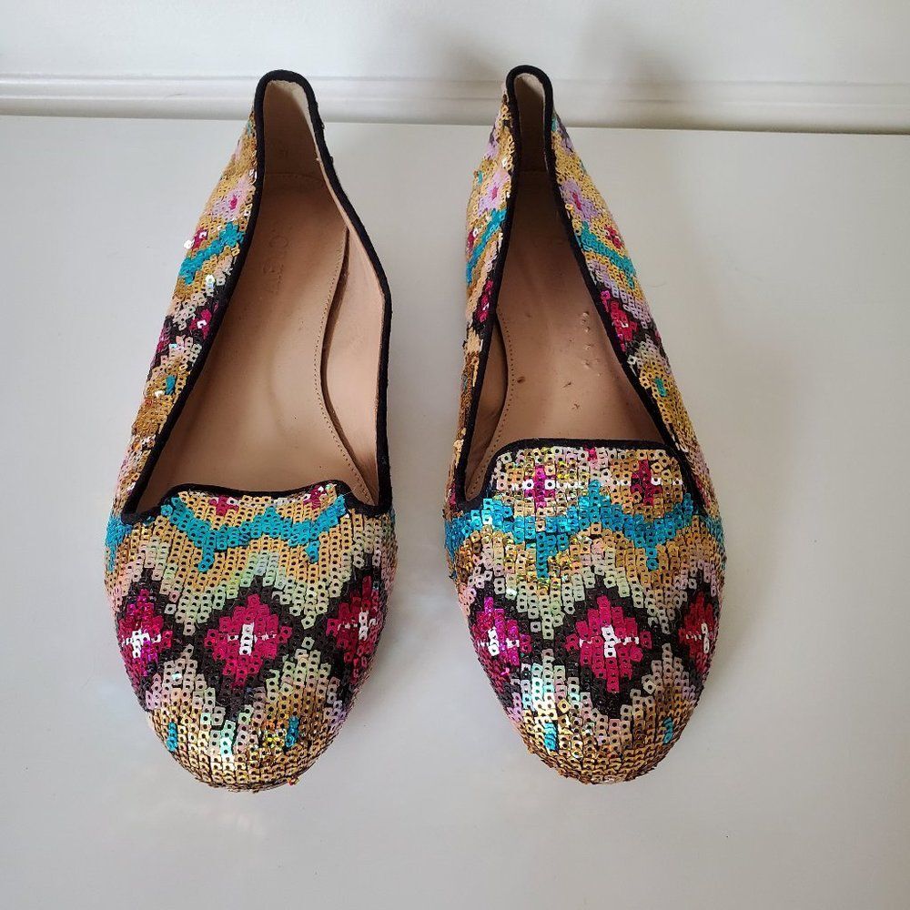 J. Crew Sophie Sequin Colorful Loafers - size 6.5